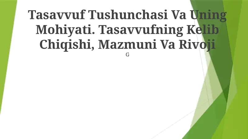 Tasavvuf Tushunchasi Va Uning Mohiyati