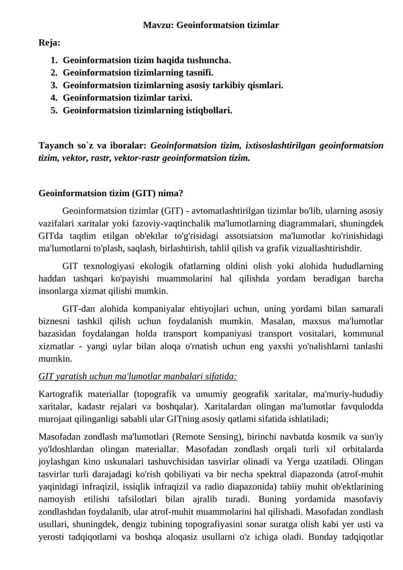 Geoinformatsion tizimlar