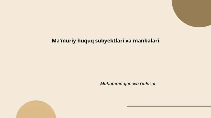Maʼmuriy huquq subyektlari va manbalari