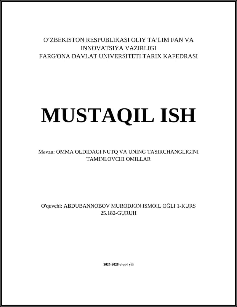 OMMA OLDIDAGI NUTQ VA UNING TASIRCHANGLIGINI TAMINLOVCHI OMILLAR