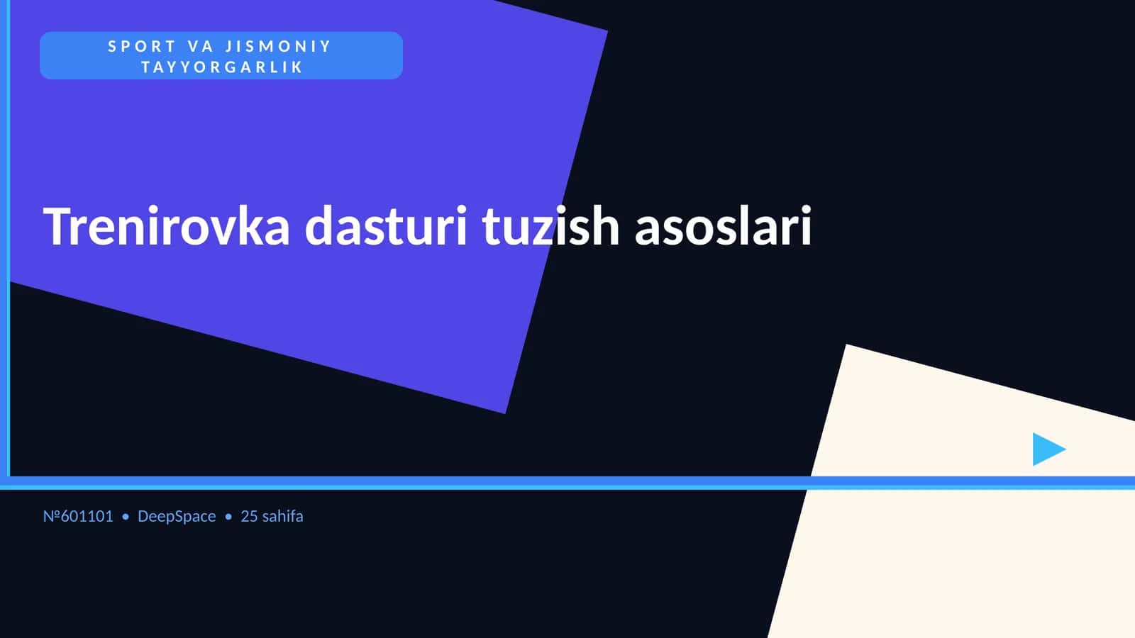 Trenirovka dasturi tuzish asoslari