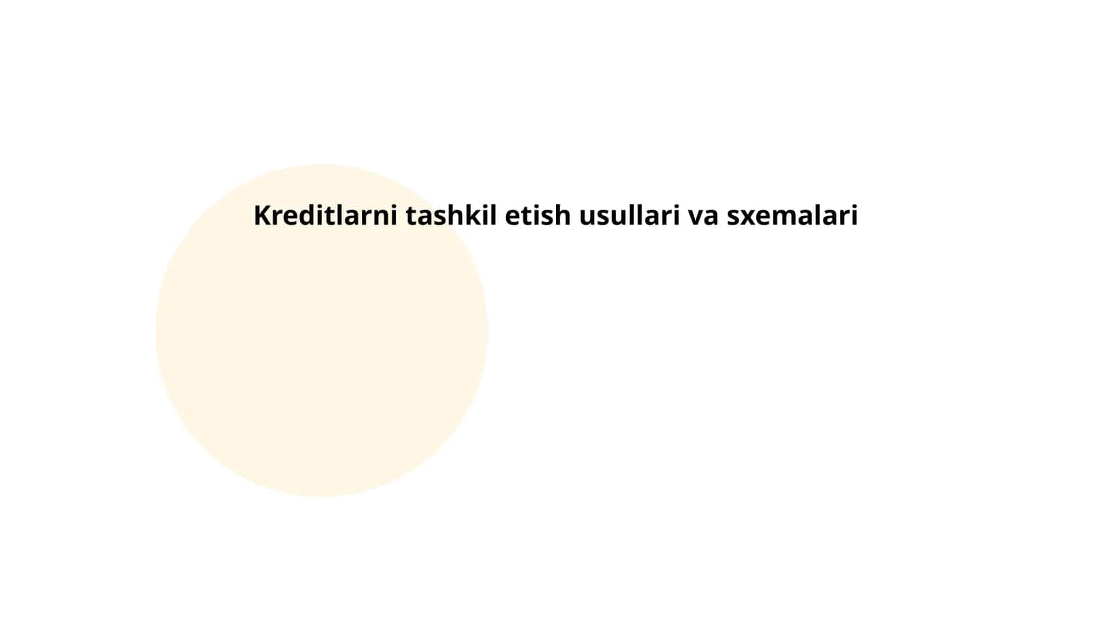 Kreditlarni tashkil etish usullari va sxemalari