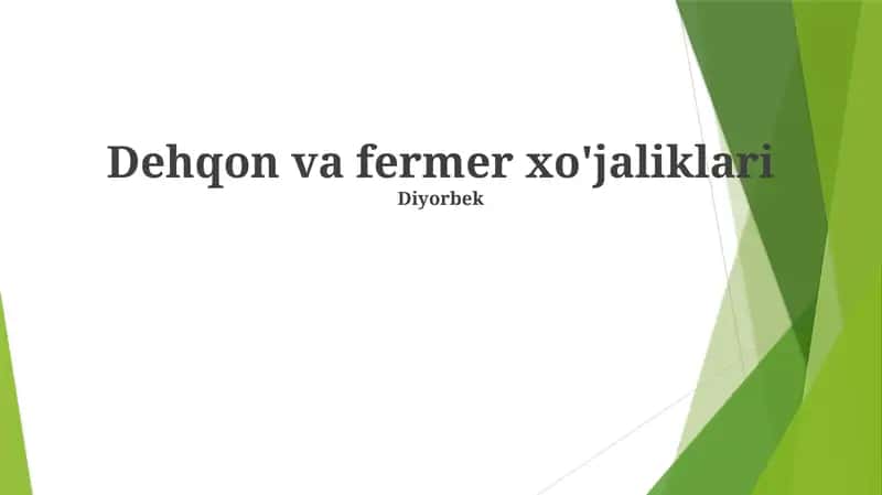 Fermer xo'jaliklarining moliyaviy holati