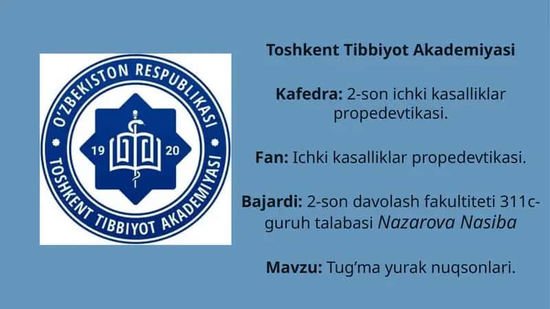 Tug’mayurak nuqsonlari