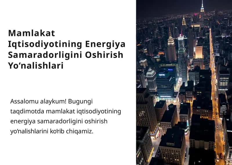 MamlakatIqtisodiyotiningEnergiya SamaradorliginiOshirishYo‘nalishlari