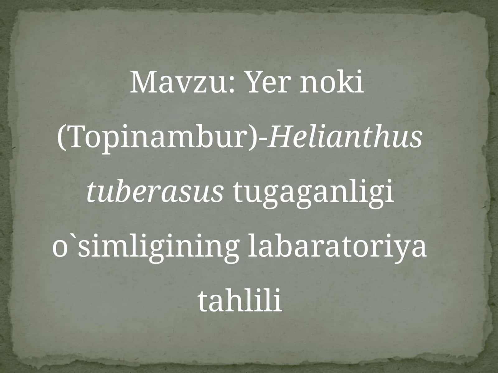 Yernoki(Topinambur)-Helianthustuberasustugaganligio`simligininglabaratoriyatahlili