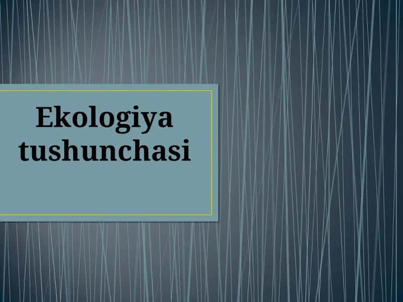 Ekologiya tushunchasi