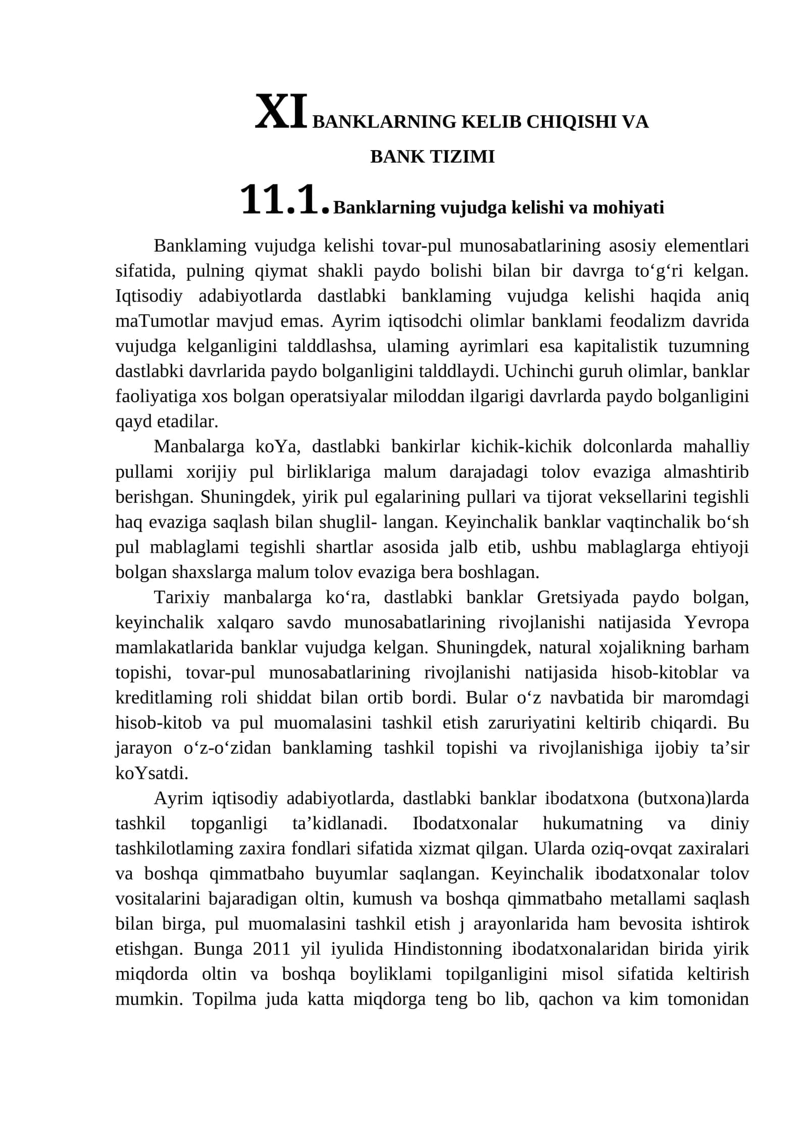 Banklarning Kelib Chiqishi va Bank Tizimi