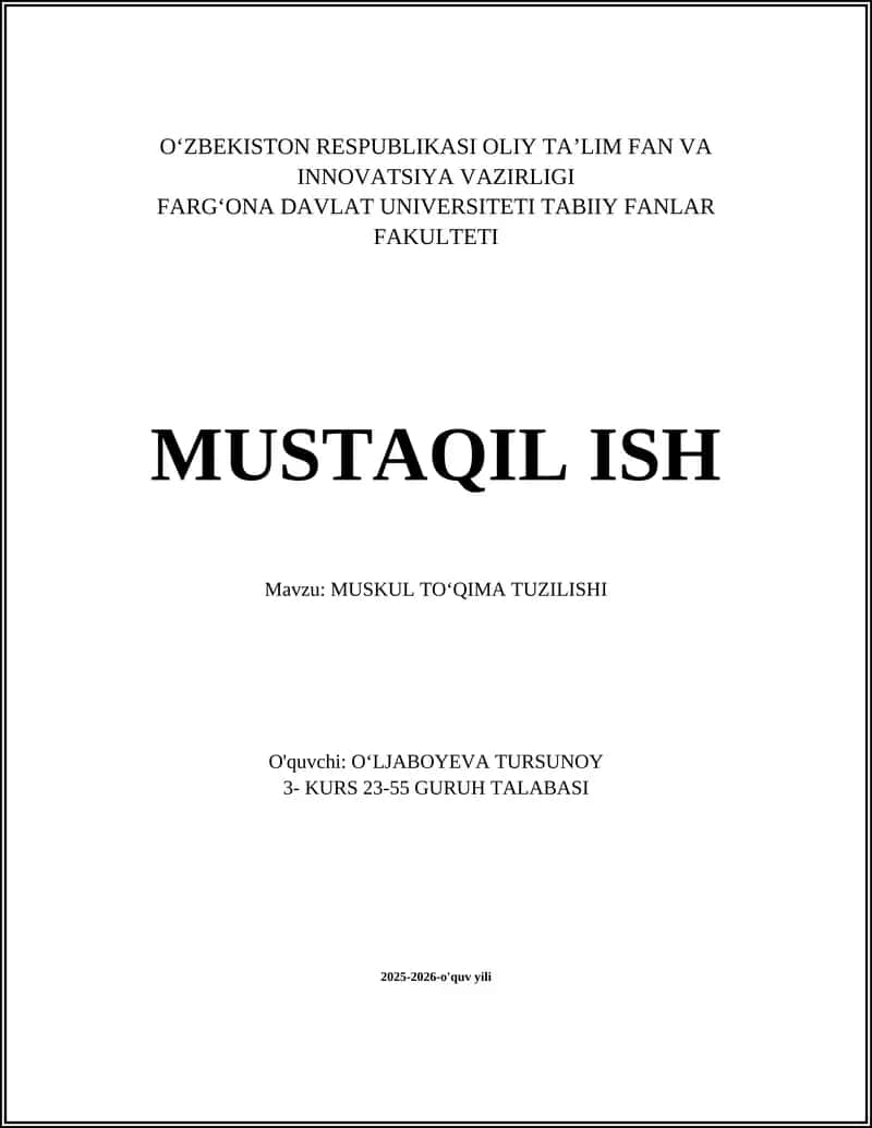 MUSKUL TOʻQIMA TUZILISHI