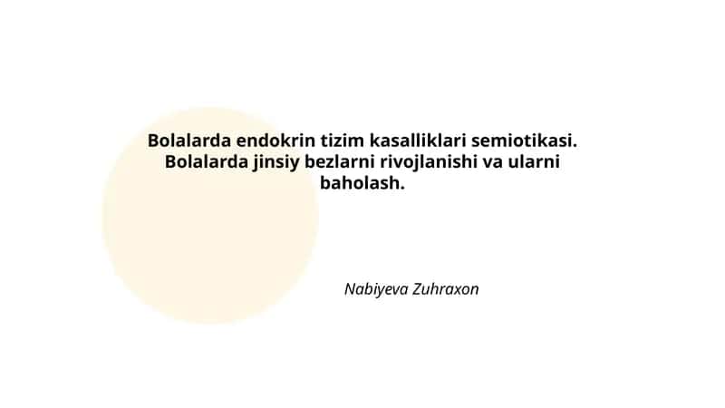 Bolalarda endokrin tizim kasalliklari semiotikasi