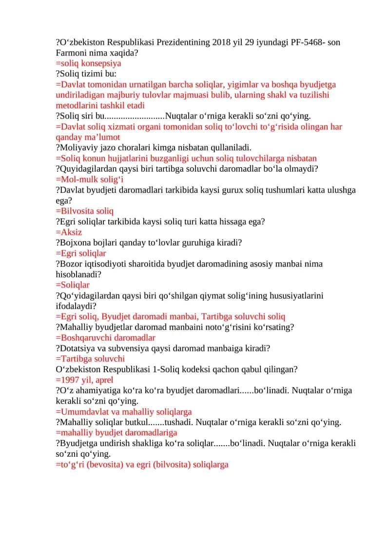 Soliq tizimi va soliq konsepsiyasi