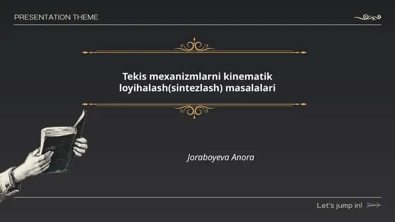 Tekis mexanizmlarni kinematik loyihalash(sintezlash) masalalari