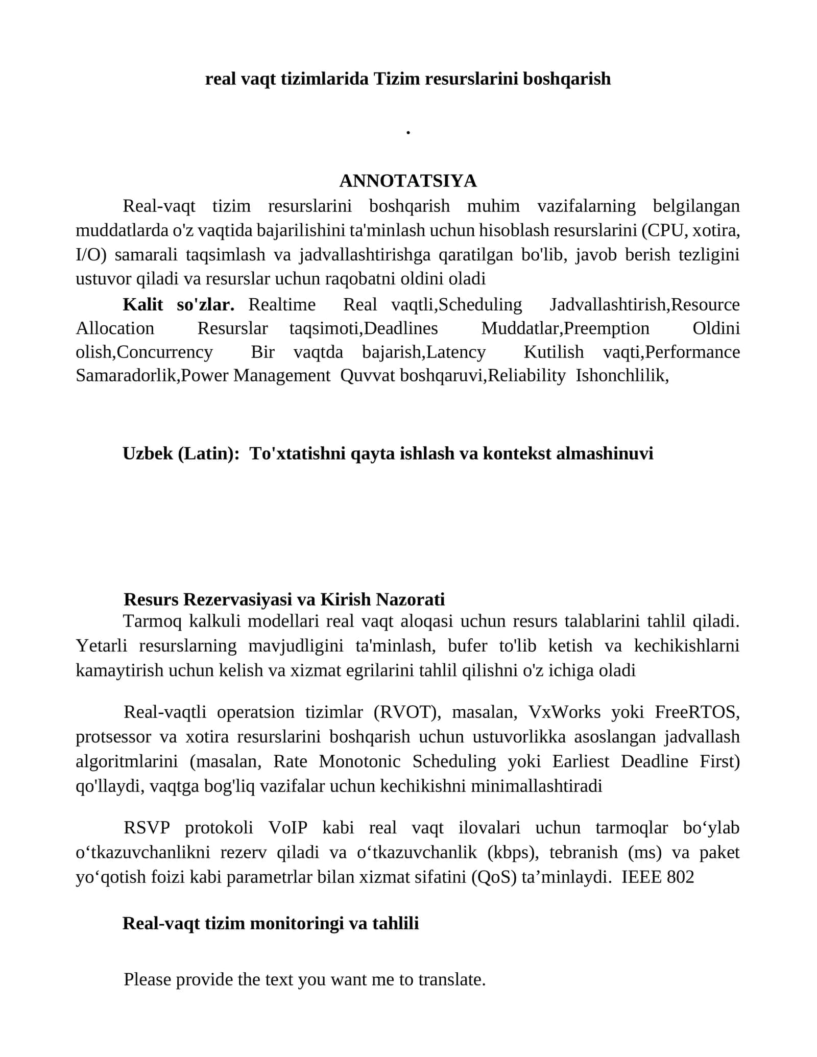 Resurs Rezervasiyasi va Kirish Nazorati
