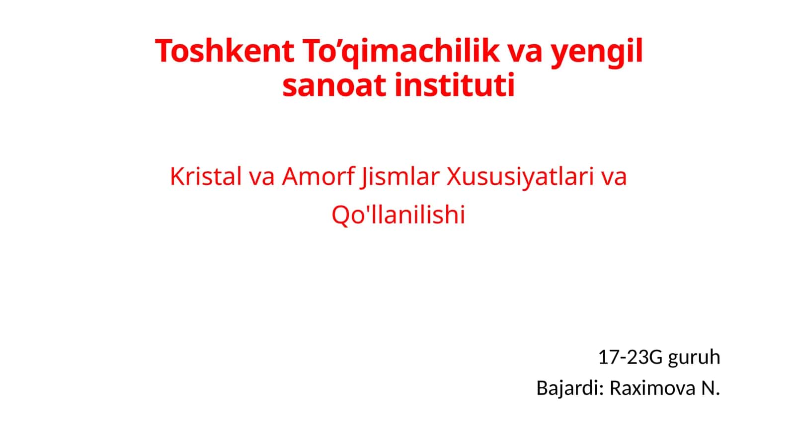 Kristal va Amorf Jismlar: Xususiyatlari va Qo'llanilishi