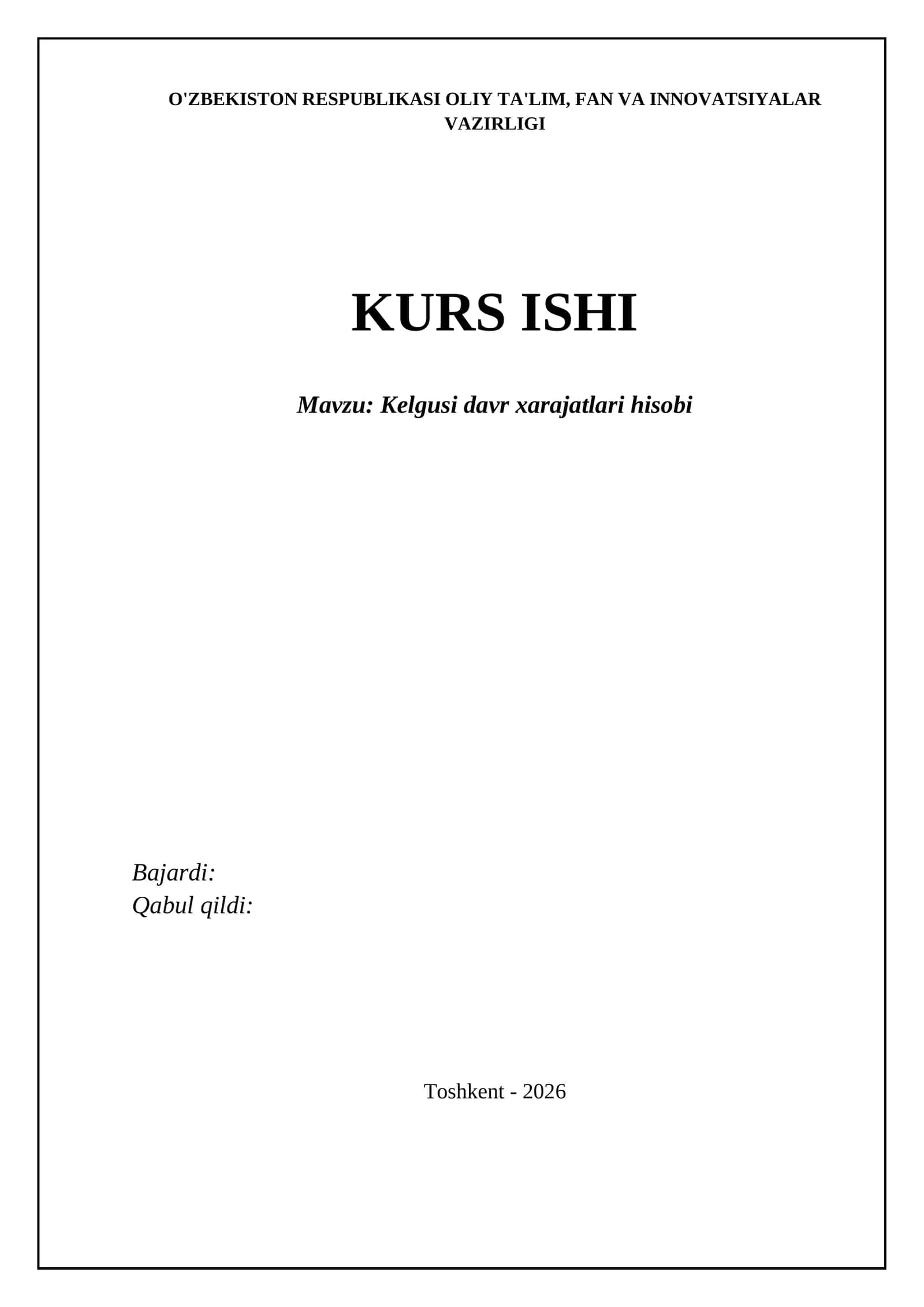 Kelgusi davr xarajatlari hisobi