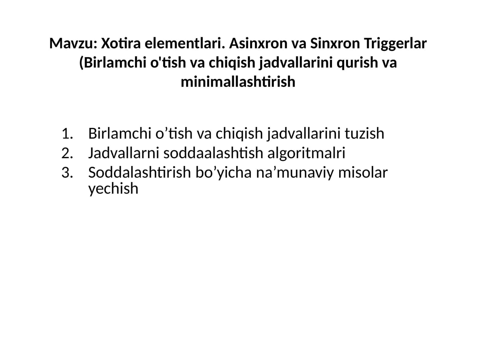 Xotira elementlari