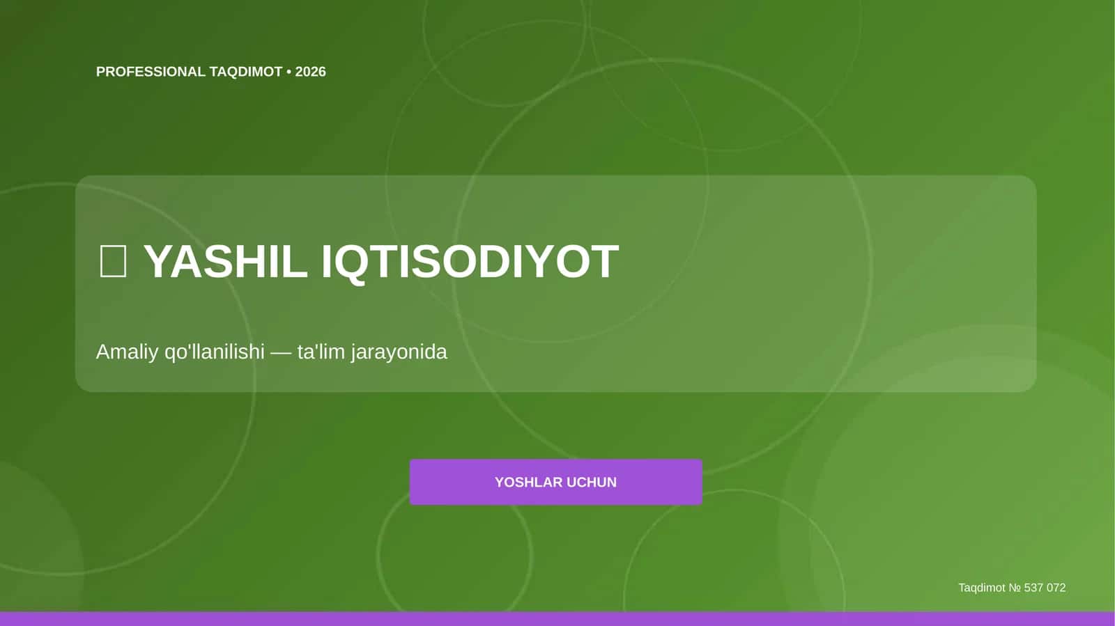 Yashil Iqtisodiyot: Amaliy Qo'llanilishi