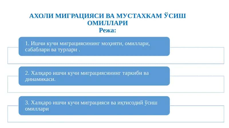 Халқаро ишчи кучи миграцияси сабаблари ва асосий тушунчалари
