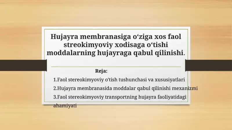 Faol stereokimyoviy transport