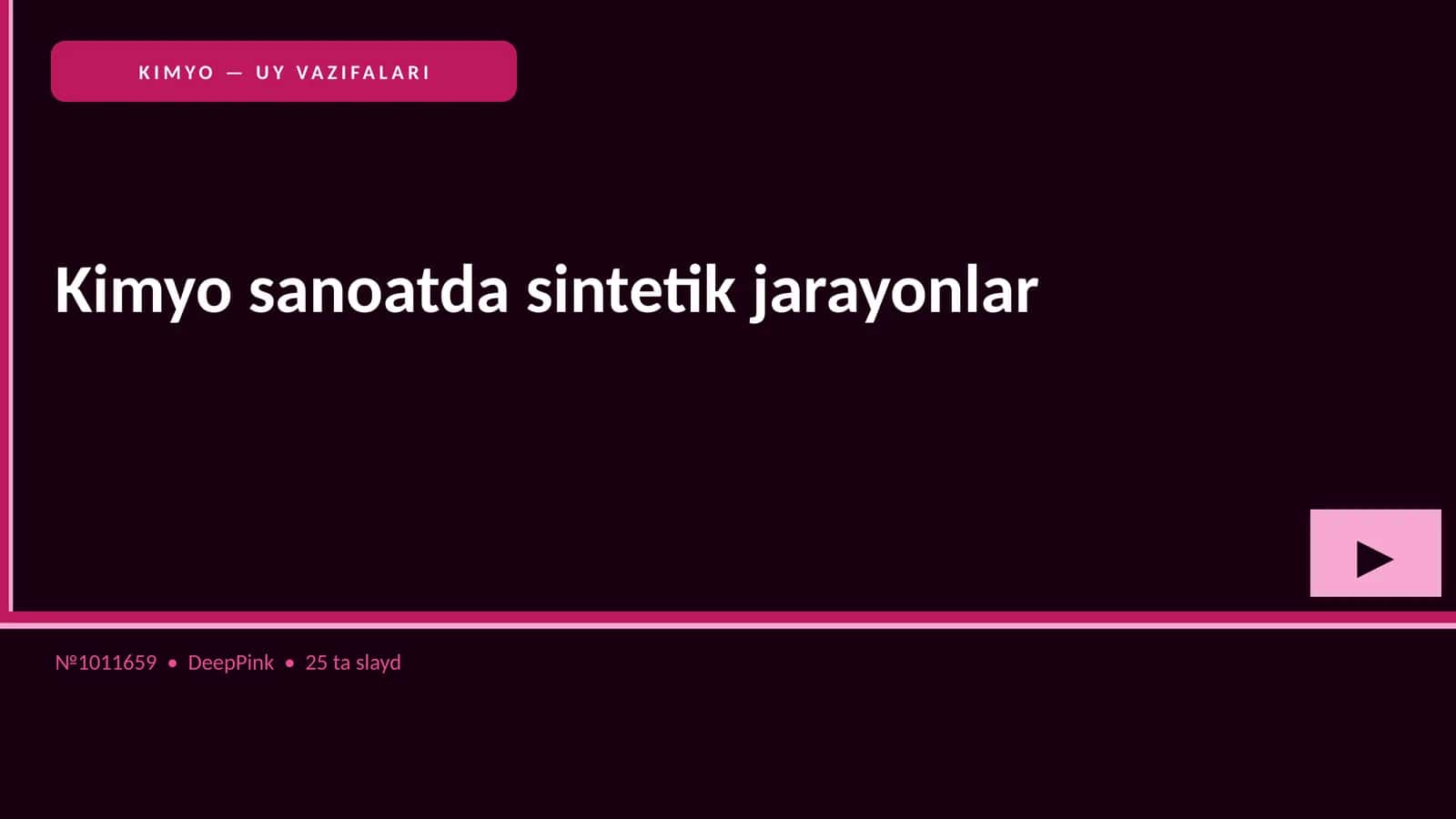 KIMYO SANOATDA SINTETIK JARAYONLAR