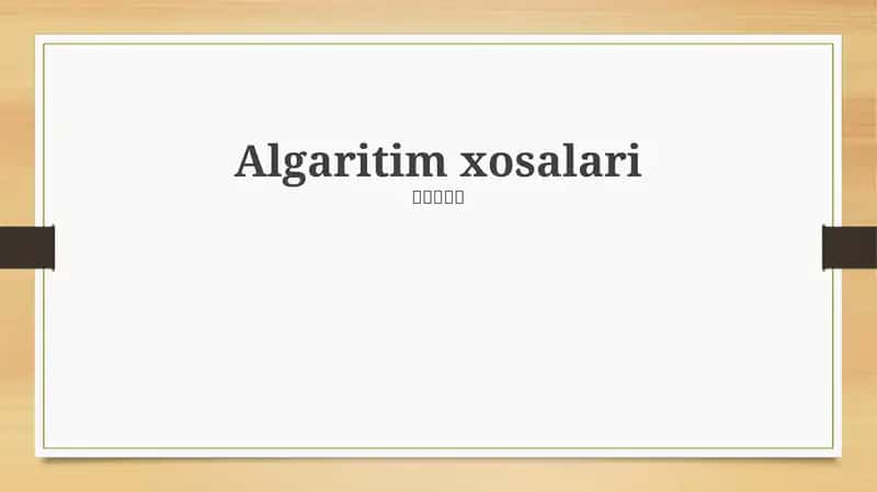 Algaritim xosalari