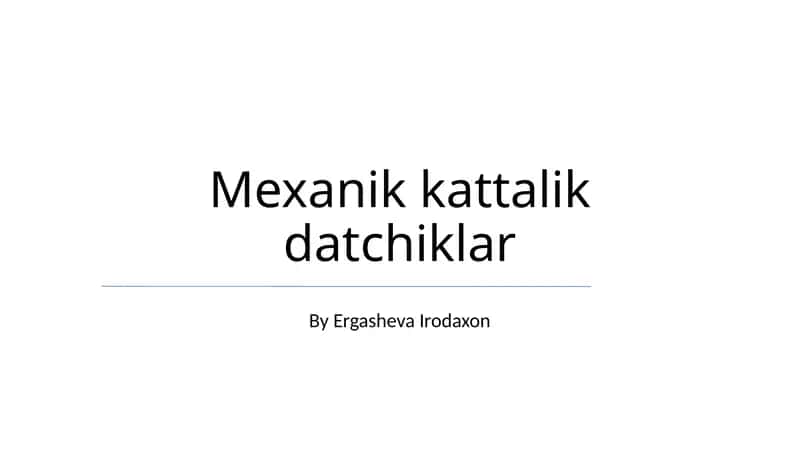 Mexanik kattalik datchiklar
