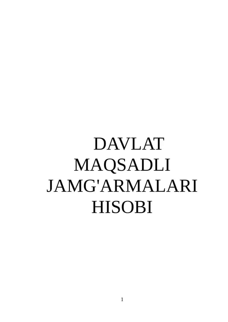 Davlat Maqsadli Jamg'armalari Hisobi