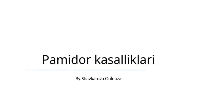 Pamidor kasalliklari