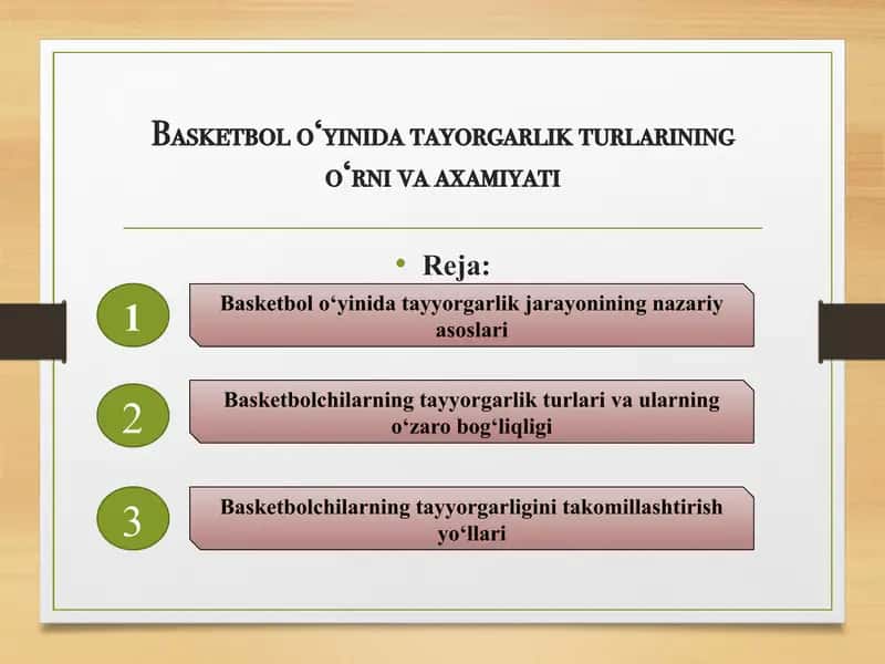 Basketbol o‘yinida tayorgarlik turlarining o‘rni va axamiyati