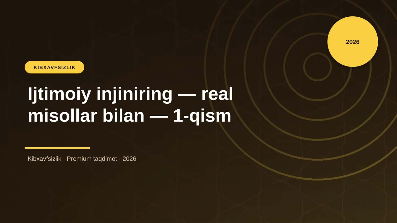 Ijtimoiy injiniring — real misollar bilan — 1-qism