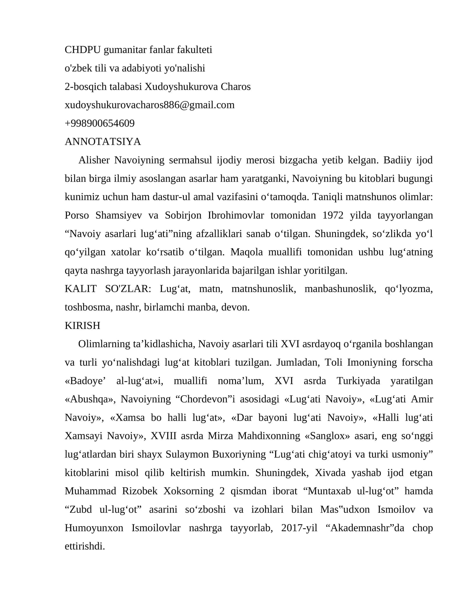 Alisher Navoiyning sermahsul ijodiy merosi
