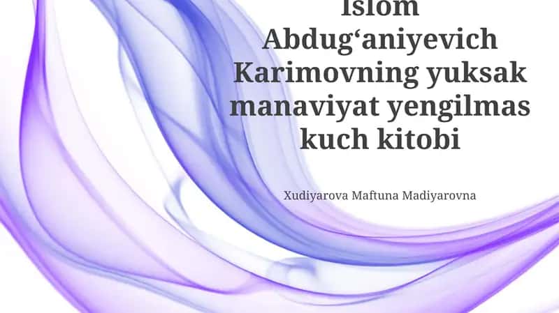 Karimovning yuksak manaviyat yengilmas kuch kitobi
