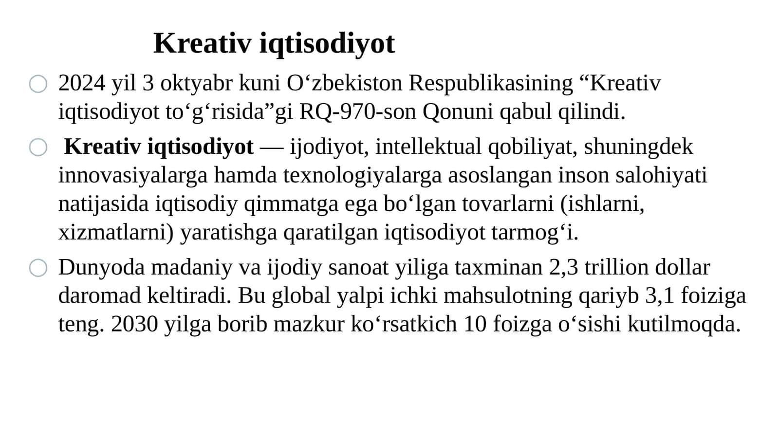 Kreativ iqtisodiyot toʻgʻrisida