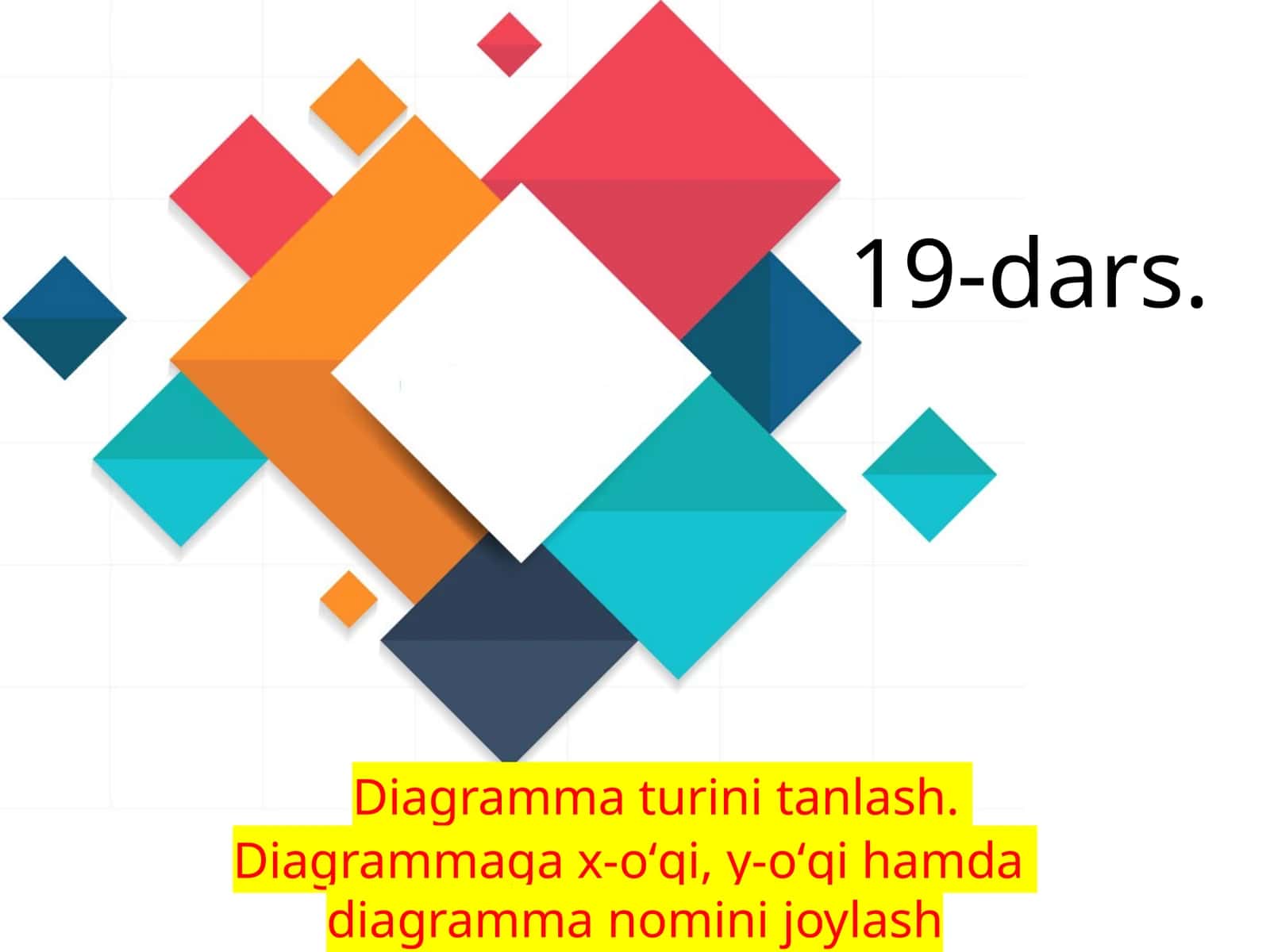 Diagramma turini tanlash.Diagrammaga x-oʻqi, y-oʻqi hamdadiagramma nomini joylash
