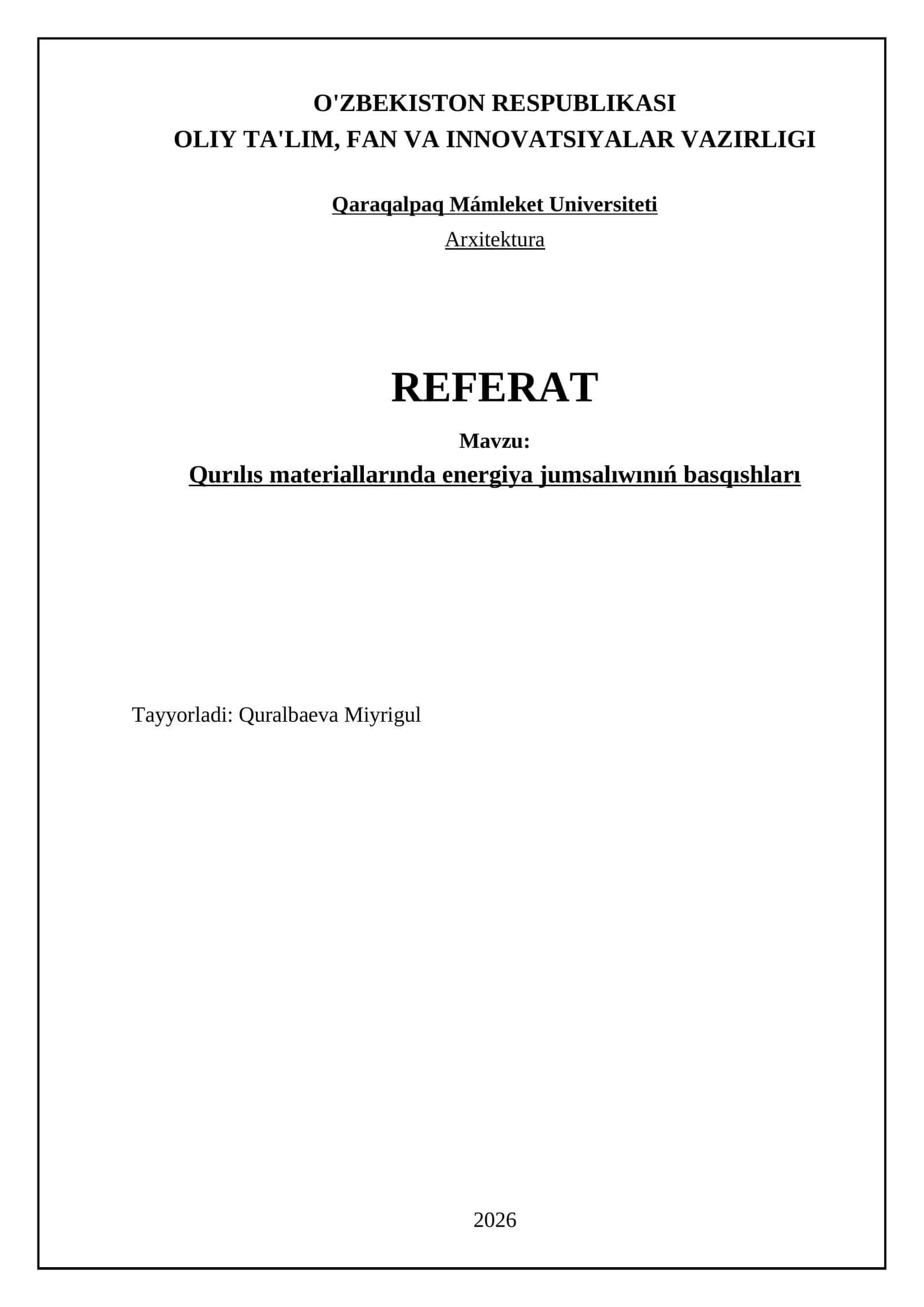 Qurılıs materiallarında energiya jumsalıwınıń basqıshları