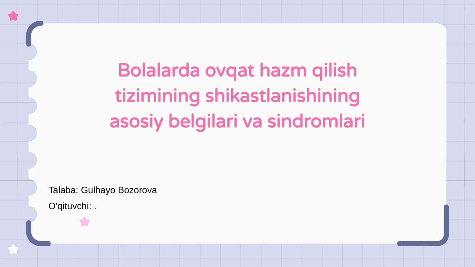 Bolalarda ovqat hazm qilish tizimi