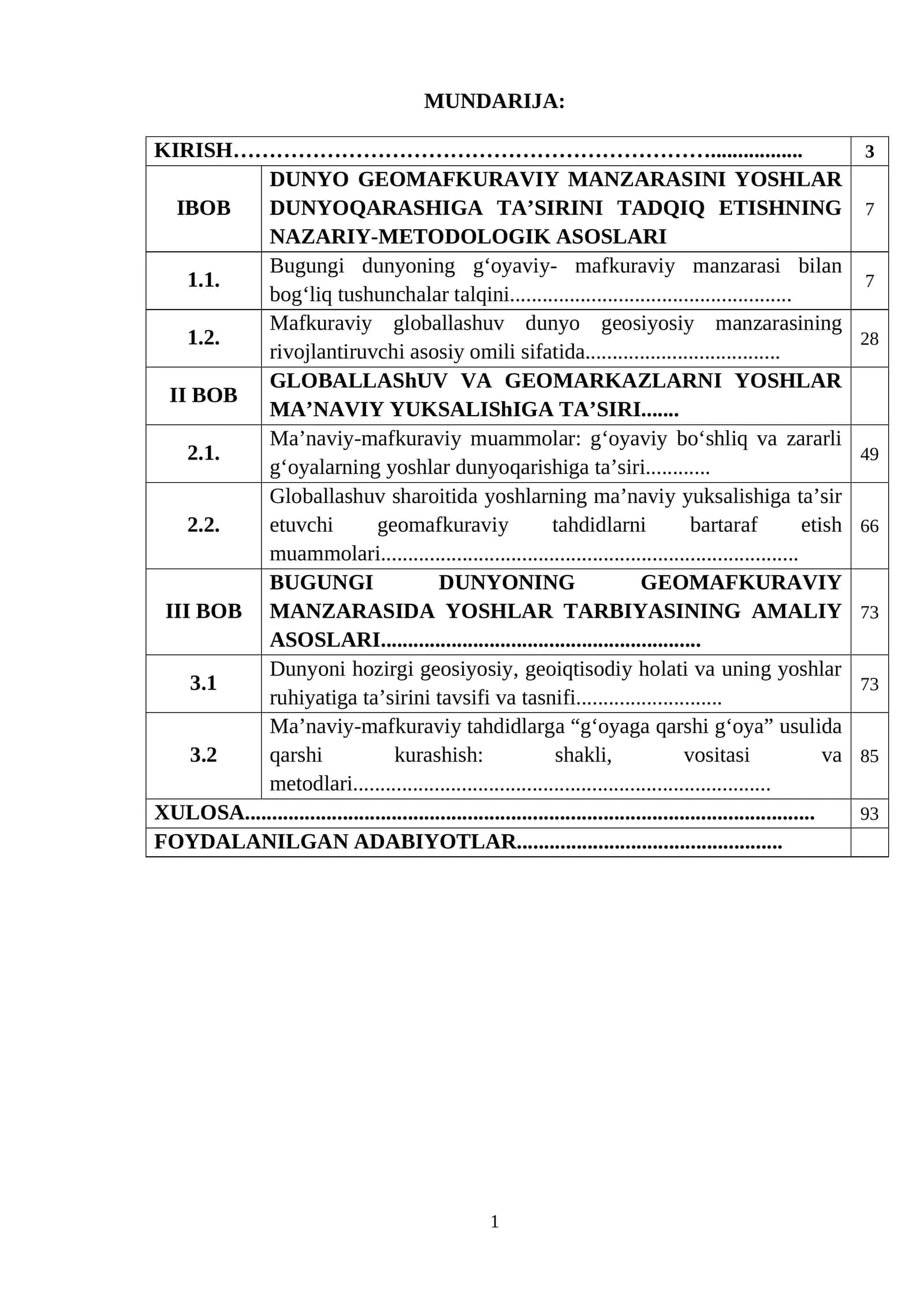 DUNYO GEOMAFKURAVIY MANZARASINI YOSHLAR DUNYOQARASHIGA TA’SIRINI TADQIQ ETISHNING NAZARIY-METODOLOGIK ASOSLARI
