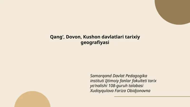 Qangʻ, Dovon, Kushon davlatlari tarixiy geografiyasi