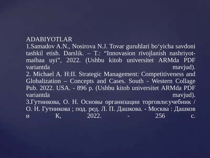 savdo logistikasining xalqaro tizimlari