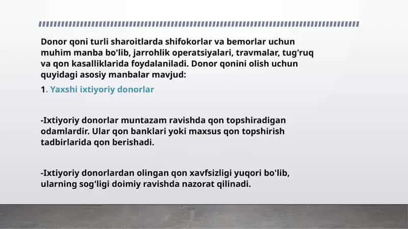 Donorqonini olish asosiy manbalari