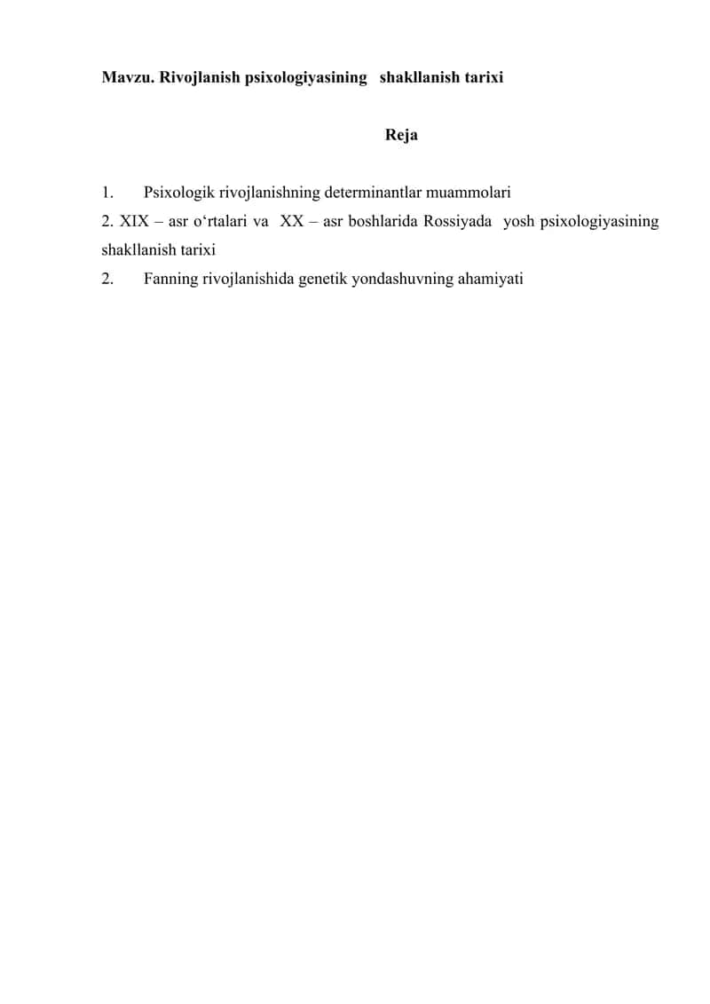 Psixologik rivojlanishning determinantlar muammolari