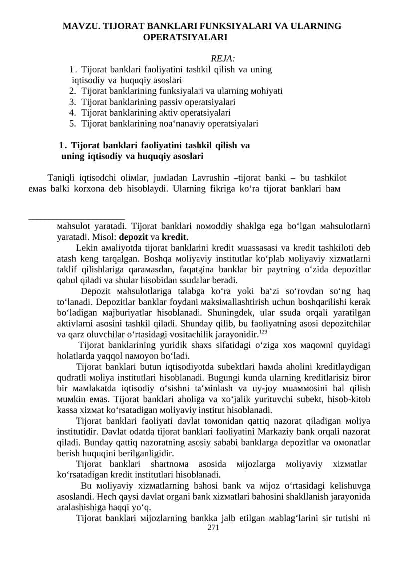 Tijorat Banklari Funskiyalari