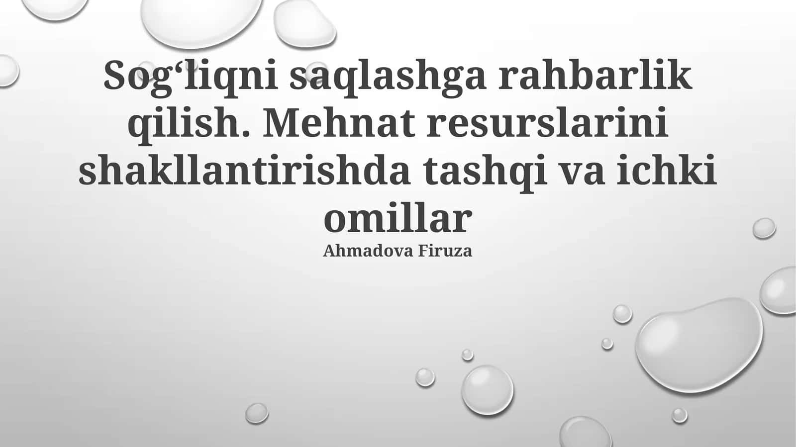 Sogʻliqni saqlashga rahbarlik qilish
