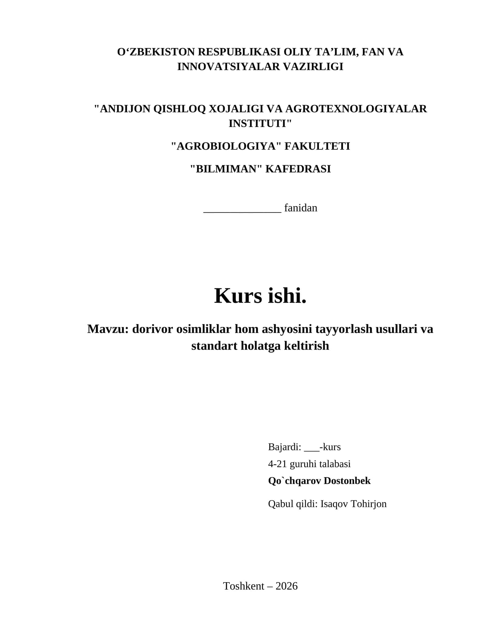 dorivor osimliklar hom ashyosini tayyorlash usullari va standart holatga keltirish