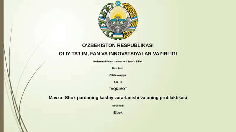 Shox pardaning kasbiy zararlanishi va uning profilaktikasi