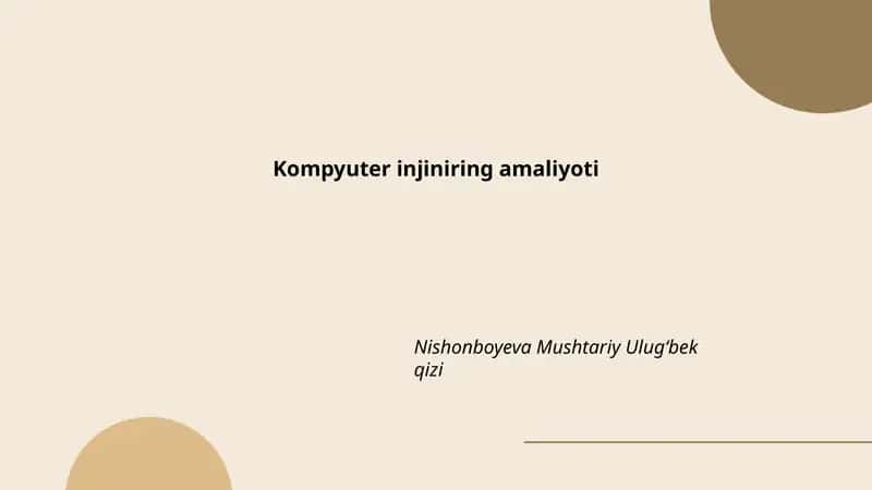 Kompyuter arxitekturasi va mikroprotsessorlar amaliyoti