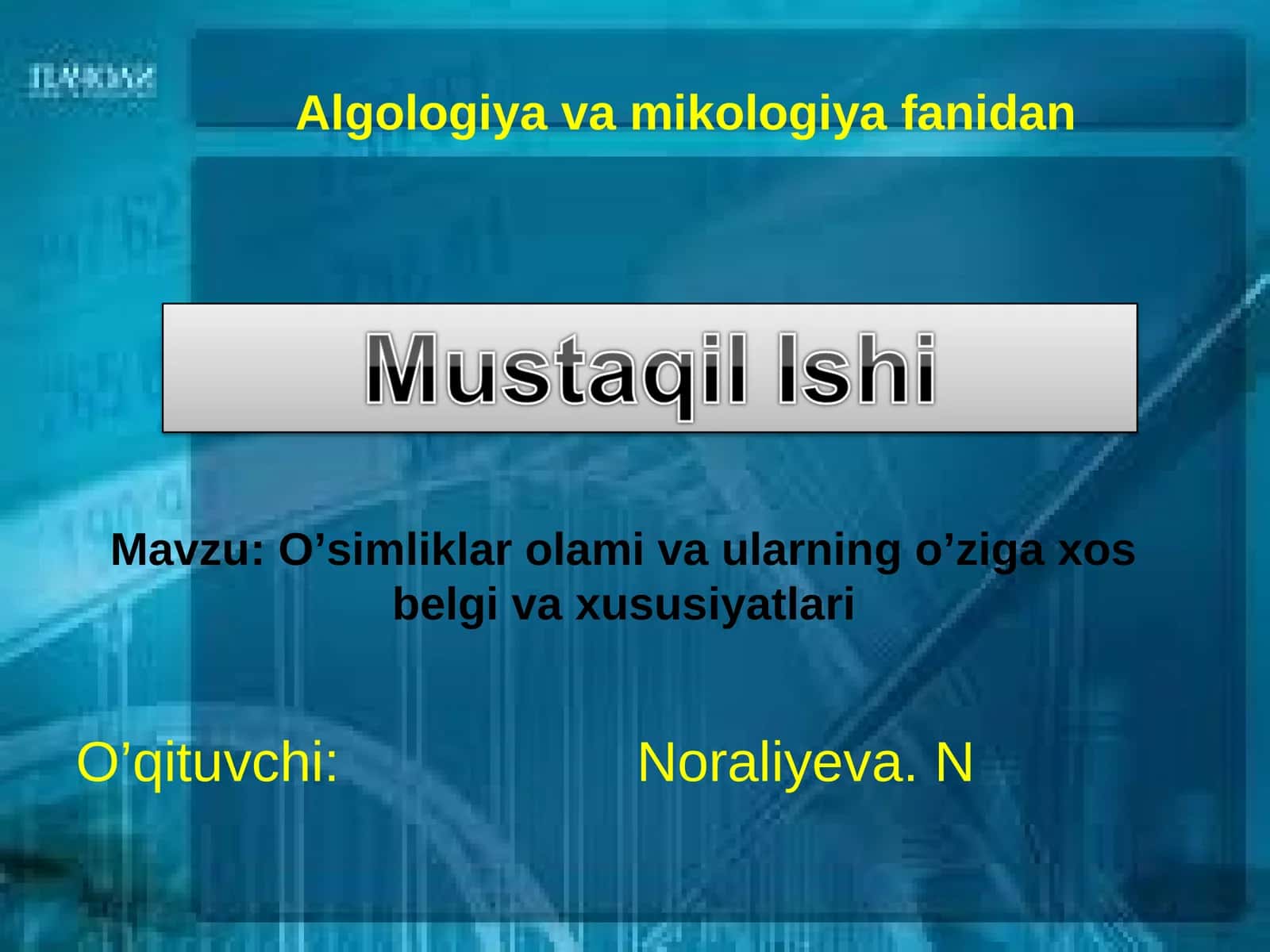 Algologiya va mikologiya fanidan