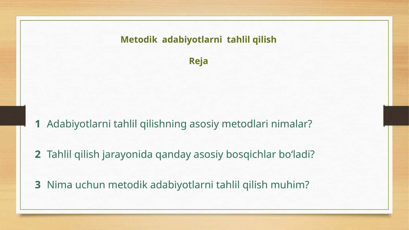 Metodik adabiyotlarni tahlil qilish