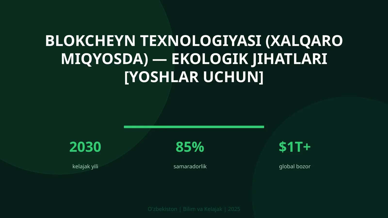 Blokcheyn texnologiyasi (xalqaro miqyosda) - ekologik jihatlari [yoshlar uchun]