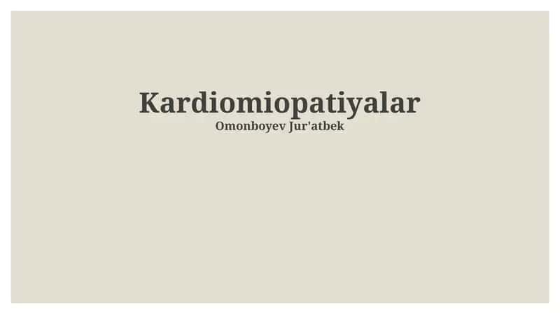 Kardiomiopatiyalar